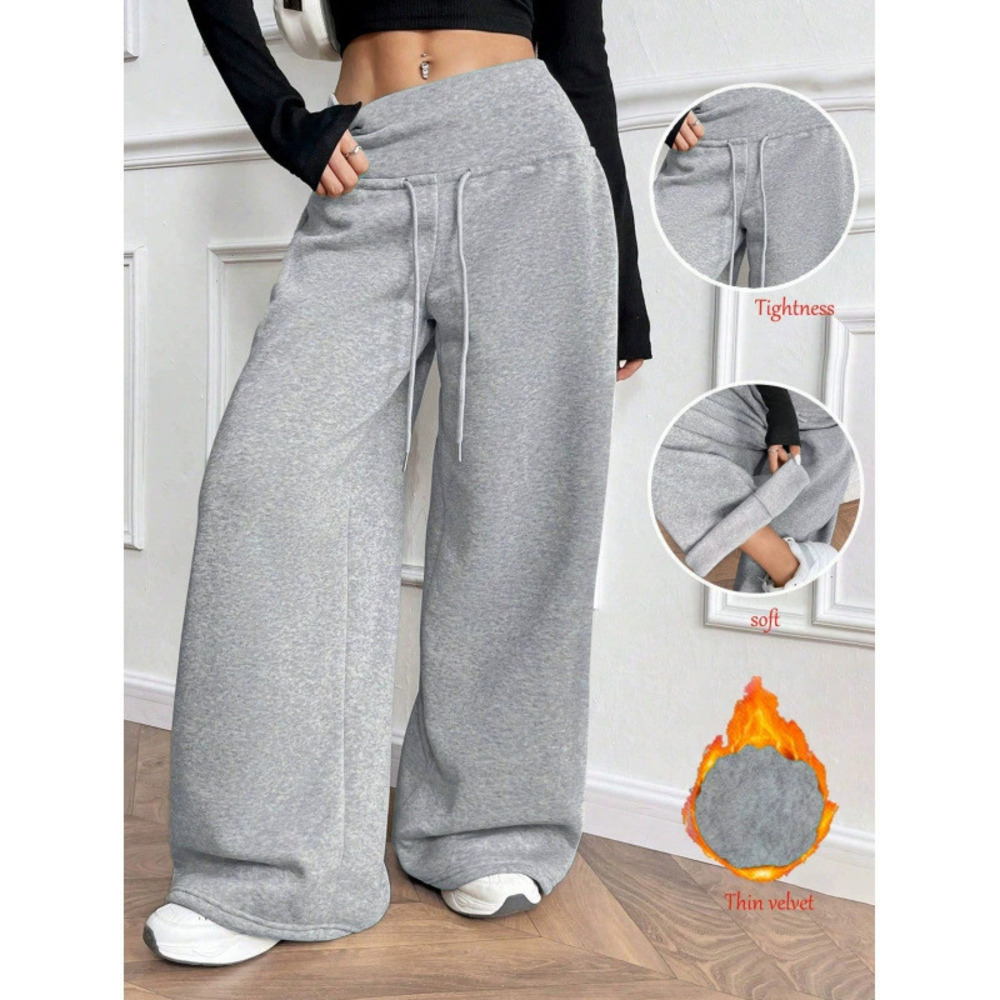 ZARA Casual Fashion Sport Pants Loose Drawstring Straight Wide Leg Trousers